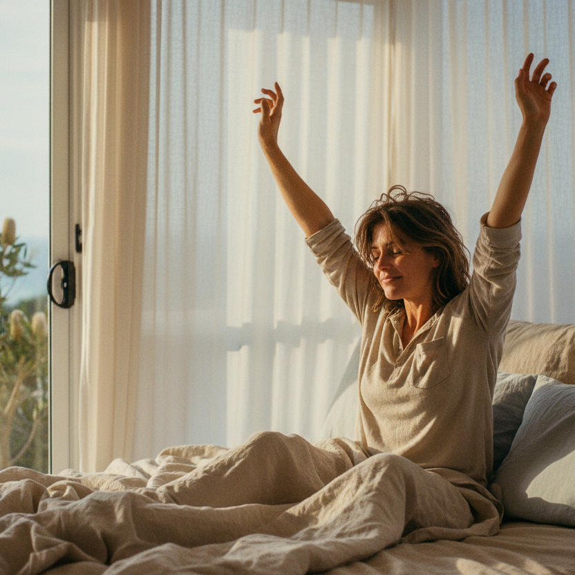energised woman stretching 